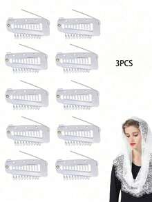 50个/20个/15个/10个/6个/3个 热销发夹 帽子头纱围巾固定夹 假发发片弹性BB夹 - 銀色 - 查看 13