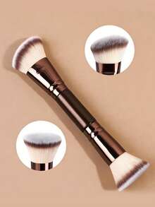 YZIMENG 5pcs Professional Makeup Brush Set, 4 Double-Sided Makeup Brushes + 1 Lip Brush, Angled Contour Brush, Blush Brush, Powder Brush, Eyeshadow Brush, Concealer Brush, Highlighter Brush, Blending Brush, Soft Bristles, Portable Travel Set, Gift For Women/Girls - Brown - View 4
