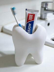 1 PC 3D-Printed Tooth-Shaped Toothbrush Holder, Bathroom Accessory, Toothpaste Holder, And Also A Tooth-Shaped Storage Rack For Desktop Use. A Pen Holder In The Shape Of Teeth, Suitable For Dental-Related Small Gifts, Home And Office Desk Storage - Multicolor - View 14