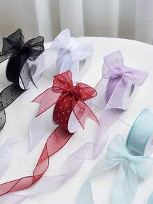 Polka Dot Ribbon, Handmade Bouquet, Gift Packaging, DIY Bow Materials Suitable For Holiday Decoration, Birthday Cake Box, Gift Packaging, Bouquet, Floral Arrangement, Party & Wedding DIY Gift Wrapping - Multicolor - View 4