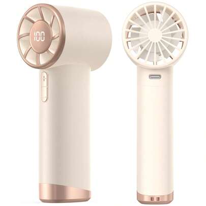 Portable Handheld Fan, Speed (1-100) Adjustable Turbo Mini Fan, 3000mAh Battery Rechargeable Personal Fan With Metal Body, Digital Display, Gifts For Women Men Travel/Camping/Outdoor-Grey