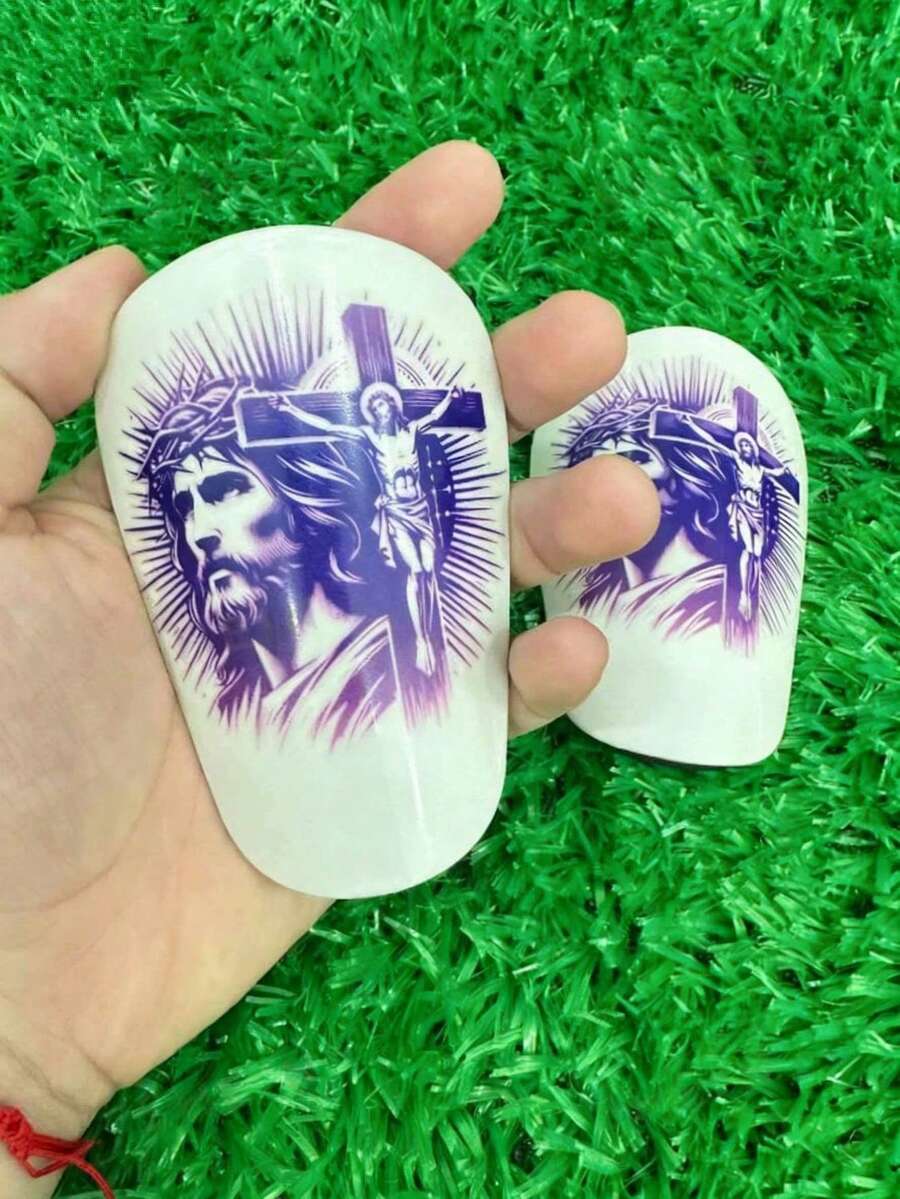 1双10x6厘米迷你足球护腿板，EVA内衬PBT防护训练版 - 紫色 - 查看 1