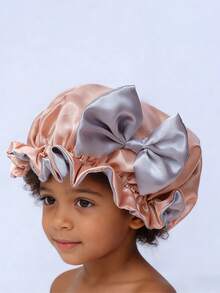 兒童緞帶睡眠帽，彈性絲綢質感圓形嬰兒禮帽，保護嬰兒頭髮的帽子 - 彩色 - 查看 7