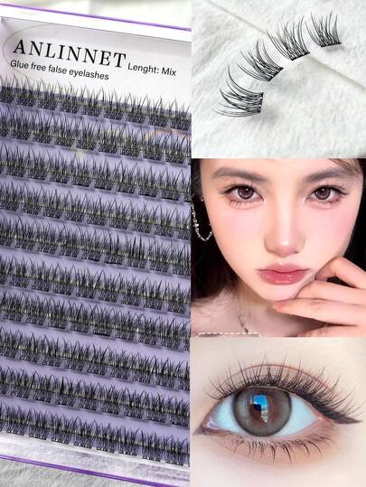 120pcs Self-Adhesive C-Curl Natural Look False Eyelashes, Lightweight For Daily Wear, Reusable, 3-Second Quick Application, Sticky Lash Clusters, Individual Lashes