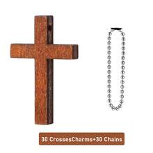 30 chiếc mặt dây chuyền hình thánh giá bằng gỗ tự nhiên, bỏ túi, thích hợp cho việc cầu nguyện tại nhà thờ, lễ Phục Sinh, Giáng Sinh, quà tặng Cơ Đốc giáo, đồ trang sức thủ công tự làm, móc khóa. - đồ trang trí hình chữ thập - Xem 11