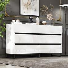 High-Quality 4-Drawer Rattan Cabinet With Solid Wood Handles - Suitable For Bedroom, Living Room, Dining Room, Hallway - Dimensions: W80/H80/D38 Cm - White - View 6