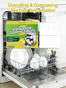 JUE FISH 洗碗机清洁片，清洁油污和水垢泡腾片，家用洗碗机清洁剂，厨房洗碗机清洁液 - 固體 - 查看 2