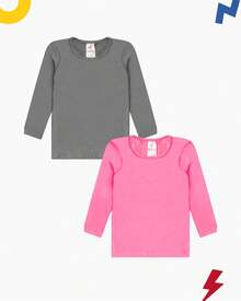 Set Of 4 Girls' Thermal Base Layer Long Sleeve Lined Winter Tops - 彩色 - 查看 5