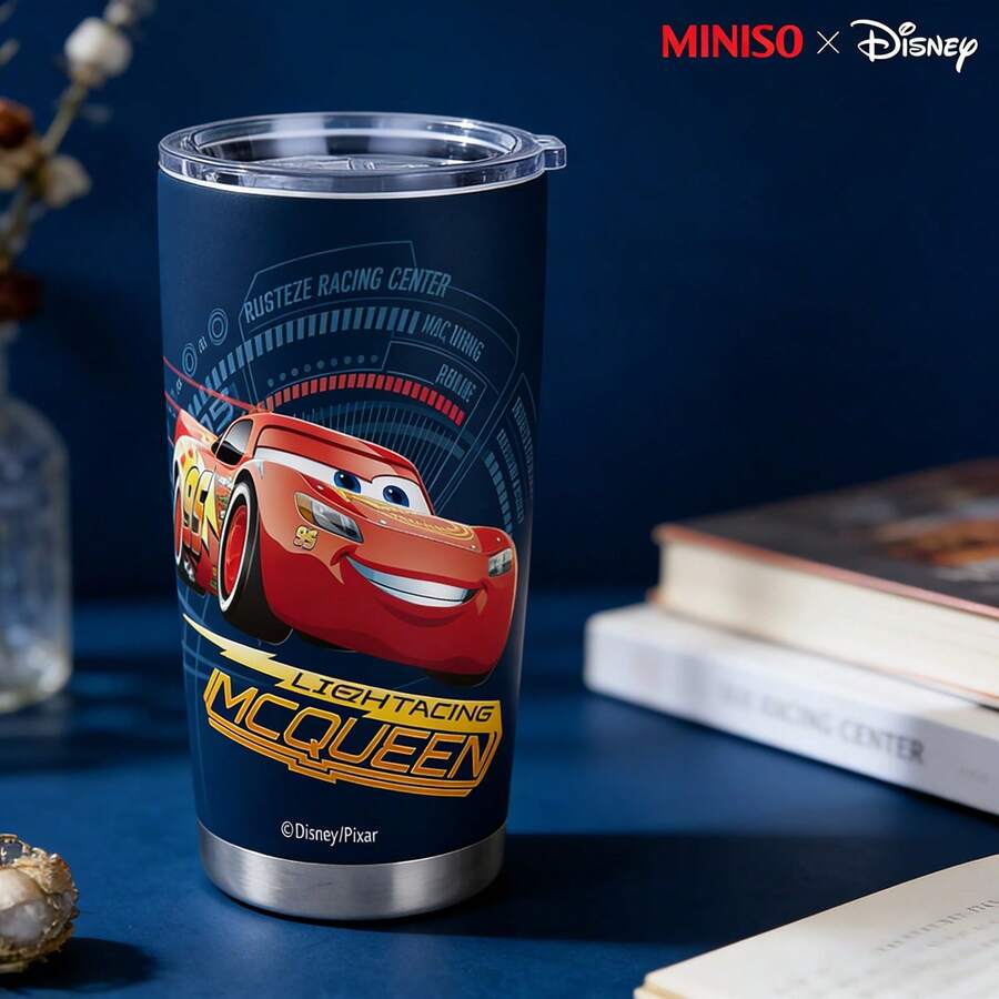 MINISO X Disney Pixar Cars Lightning McQueen 20oz Insulated Tumbler, Stainless Steel Vacuum Insulated Car Cup With Lid, Reusable Travel Mug For Hot & Cold Drinks, And Durable - Multicolor - View 1
