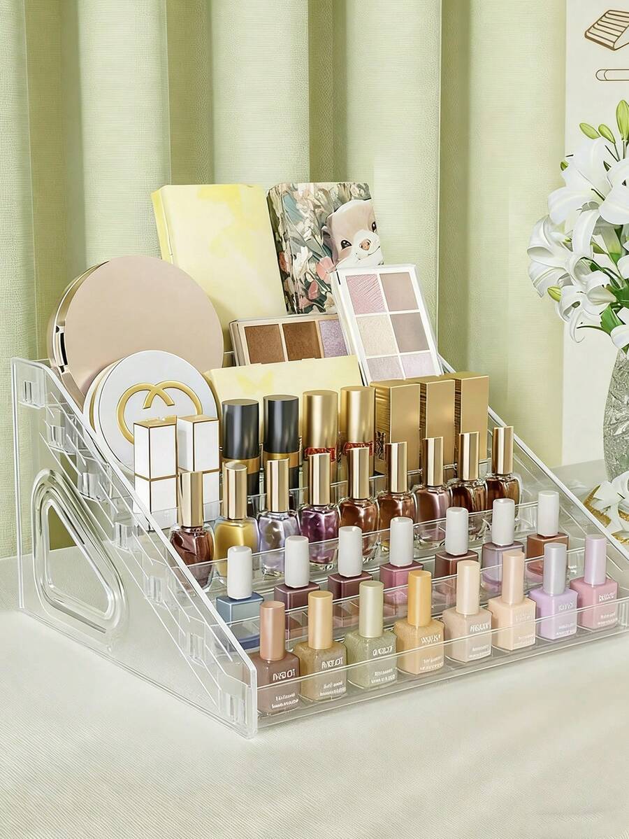 5/4/3 Tier Detachable Multi-Functional Storage Rack, Suitable For Organizing Perfume, Cosmetics, Glasses, Nail Polish And Other Items, Can Display Nail UV Gel, Essential Oils, Nail Salon Tools, Nail Polish, Perfume, Large Capacity Design, Suitable For Vacation, Beach, Bathroom, Bedroom And Other Scenarios - Multicolor - View 1