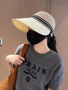 1pc Women's Summer Ponytail Sun Hat - UV Protection Face Shielding Casual Bucket Hat - Multicolor - View 5