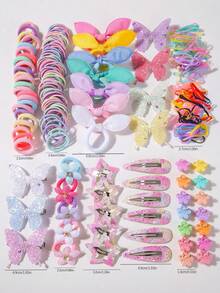814 piezas/Set Accesorios para el cabello de princesa básicos y coloridos para niñas y adolescentes, incluye gomas de pelo, pasadores, diademas y otros accesorios para el cabello, para uso diario y como regalo - Rosa - Ver 3