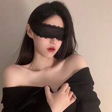 Black Lace Eye Mask Veil, Fashion Light Blocking Sleep Eye Cover, Elegant Breathable Blindfold For Daily & Party Use - 網紗黑色眼罩 - 查看 4