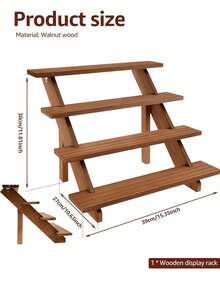 1pc-4 Layers- Wooden Display Riser, 4 Tier Earring & Ring Holder Stand | Farmhouse Cupcake Stand, Table Display For Vendors | Organizer Showcase For Tabletop Shows & Home Decor | Rustic Wood Riser (Wedding/Birthday/Mother's Day Gift, Home Storage),Room Decor,Home Decor ,Birthday - Màu Khaki - Xem 3