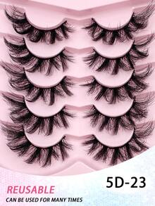 ENCHUW 5 Cặp Mi Giả Dày, Dày, Cong, Mềm Mại, Tự Nhiên, Chất Liệu Lông Mi Giả Lông Chồn Cao Cấp, Có Khả Năng Uốn Cong, Mịn Màng - màu đen - Xem 5