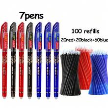 33 piezas Juego de bolígrafos de gel borrables, incluye 2 bolígrafos + 30 recambios + 1 borrador, 0.5mm, bolígrafos de tinta negra/azul/roja, suministros de escritura y papelería - Multicolor - Ver 22