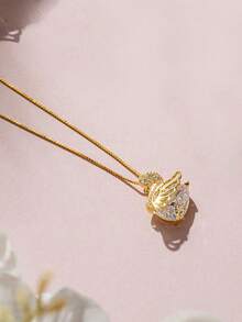 1 chiếc dây chuyền mặt hình thiên nga dễ thương bằng bạc Sterling S925 đính đá Zirconia, kiểu dáng tối giản tinh tế nhưng sang trọng, món quà lý tưởng để thể hiện tình yêu thương dành cho các cô gái. - thiên nga - Xem 6