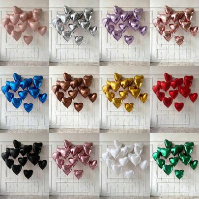 10pcs 18-Inch Heart Shaped Foil Balloons (Retro Pink, Silver, Rose Gold, Pearl Pink, Light Purple, Blue, Coffee, Gold, Red, White, Green), Suitable For Wedding, Birthday, Anniversary, Mother's Day, Father's Day, Graduation Party Decoration, Indoor Room Decor