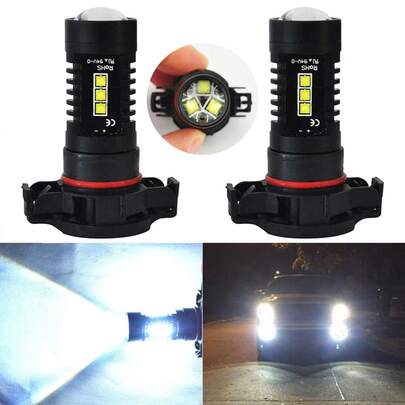 2 bóng đèn LED sương mù H16 5202, ánh sáng trắng 6000K, độ sáng 1500LM, đèn chạy ban ngày