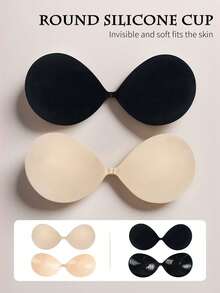 1件/2件装隐形提拉粘性文胸，无肩带隐形文胸，防水可重复使用硅胶乳贴，适用于婚礼、比基尼、沙滩派对礼服 - 彩色 - 查看 8