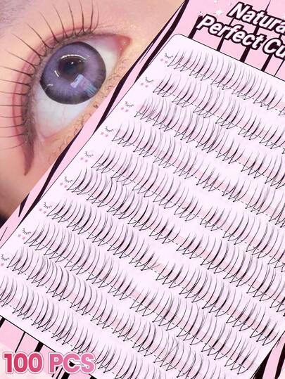 MAANGE 100 Stück koreanische handgemachte U-förmige Mädchen-Gruppe Wimpernverlängerungen | Süße hochdichte koreanische Cartoon Katzenaugen Eckwimpernverlängerungen, geeignet für Selfie Wimpernbüschel, Wimpernbüschel, einzelne Wimpernverlängerungen, Wimpernverlängerungen