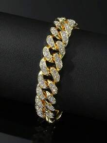 Set de 3 piezas Pulseras cubanas con eslabones brillantes, joyería unisex de hip hop - Multicolor - Ver 4