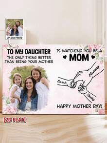 Catygift Custom Mother Daughter Blanket, Personalized Family Keepsake Throw, Mother's Day Gift For Mom, Photo & Name Customizable Soft Blanket - As Shown - View 9