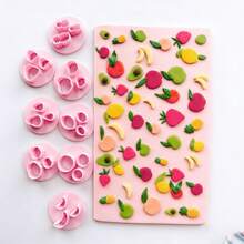 Mini Fruit Clay Cutters Set, Strawberry Avocado Banana Polymer Clay Earring Cutters, DIY Craft Tools For Earrings & Pendants - Pink - View 1