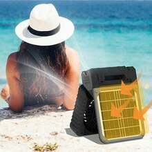 2025最新 ソーラー扇風機 防災グッズ ソーラーファン キャンプ扇風機 ハンディーファン 5200mah 4段階風量 携帯扇風機 ソーラー充電 キャンプ用品 台風防災 HULS - 黒 - チェックする 3