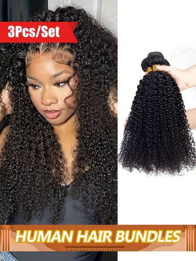 Ciocche di capelli umani ricci afro crespi, doppia trama, estensioni di capelli vergini a tutto tondino, 1 pezzo, capelli naturali, estensioni di capelli vergini brasiliani non trattati, colore naturale