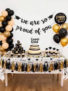"We Are So Proud Of You" Graduation Banner, Black Graduation Banner, Charming And Reusable Decorations For Girls' Graduation Parties, Graduation Decorations For The Class Of 2026 High School And College Graduates, Suitable For Graduation Party Supplies, Schools, Homes, And Car Decorations - Feel Proud Banner (black) - View 6