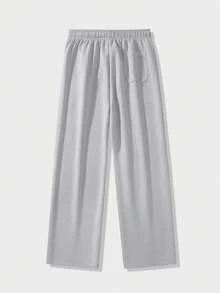 2pcs Men's Solid Color Drawstring Waist Sports Pants With Pockets - Casual Athletic Trousers Suitable For Running, Gym And Outdoor Activities - Light Grey - View 7