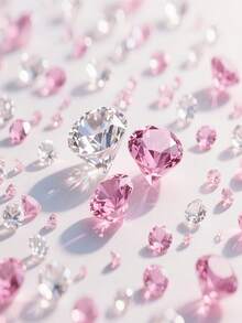 3000pcs Pink Acrylic Faux Diamond Crystal, Vase Filler, Sparkling Simulated Diamond For Vase Decor, Candle Centerpiece, Tabletop Scatter, Wedding Party Thanksgiving Event Art & Craft, Birthday Decor Favors, Christmas Home Decor - Set - View 2