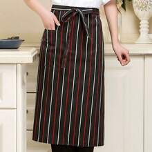 Apron Oil-Proof Waterproof Household Cooking Kitchen Apron Chef Work Apron Adjustable Adult Waist Apron Pink Flower 26 Initial Letter A-Z Coffee Overalls With Pocket Kitchen For Men Women Necessary - 1pc - Black and Red Bar - View 3