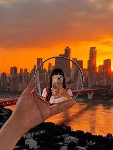 1pc Mini High Definition Round Mirror, Portable Makeup Mirror With Wide Angle Glass, Handheld Photography Accessory - Multicolor - View 6