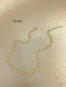 Dây chuyền mạ vàng 18K bằng thép không gỉ, thiết kế tối giản, thanh lịch, thích hợp đeo hàng ngày, hẹn hò, dự tiệc hoặc các dịp lễ. - Vàng - Xem 4