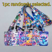1pc Cute Stitch Lanyard With ID Card Holder - Cartoon Neck Strap Badge Key Chain (Random Style) - Multicolor - View 11