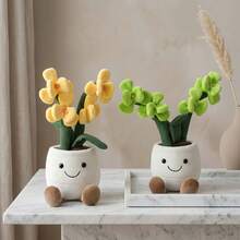 13.78inch Cute Smiling Face Potted Plant Plush Toy-Super Soft And Fluffy.Silicone Doll Full Silicone Body Plush Anime Figure Stuffed Animal Teddy Bear Plushies Office Desk Accessories Room Decor Halloween Squishy - Multicolor - View 10