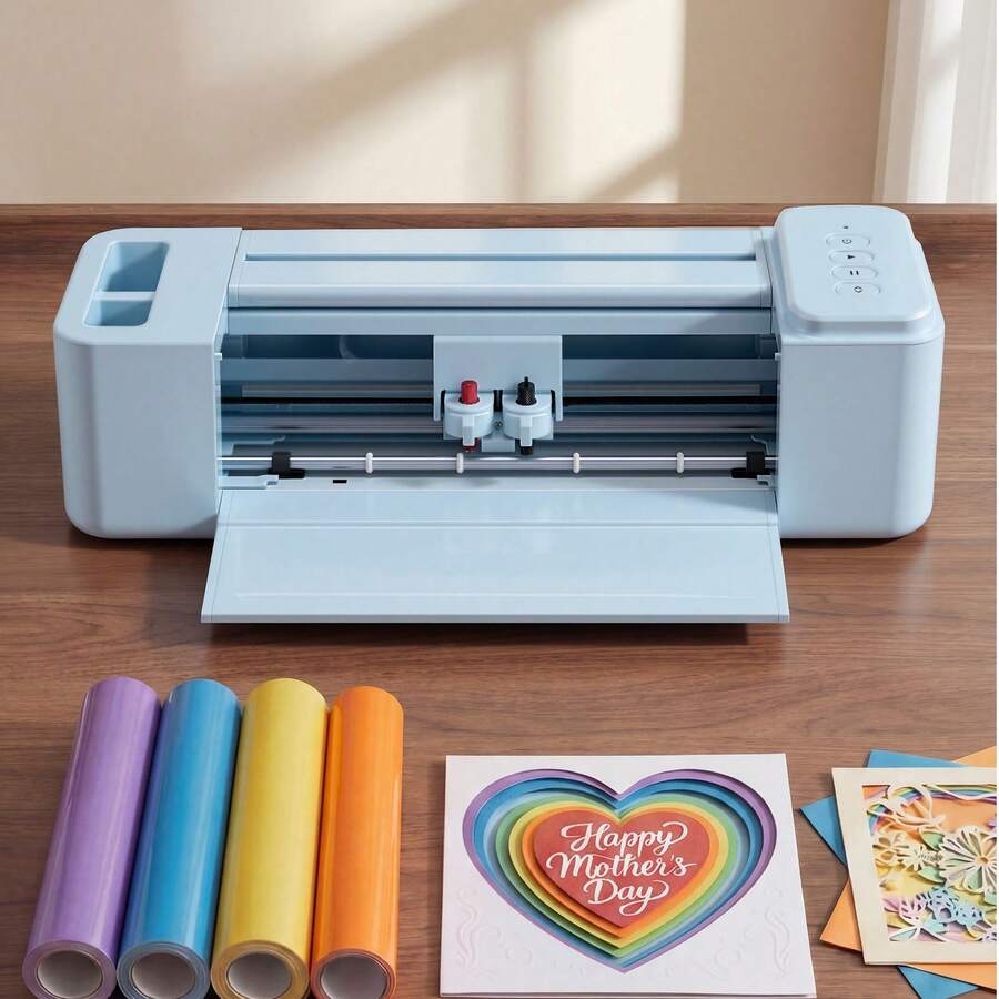 Vinyl Cutting Machine, 12 In, Button-Controlled Vinyl Cutter, 5000+ Built-In Design Resources, Compatible With Mac, Windows, Android And IOS, For Creating Customized Crafts Cards, Home Decor - Single item: Button - 查看 1