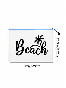 防水時尚沙灘包，印有「Beach」、椰子樹、棕櫚樹圖案。大容量透明化妝包，尼龍拉鍊，輕巧，適合春夏收納，完美適用於游泳、沙灘、潛水和夏季度假、返校，輕巧防曬收納包，適合朋友、家人、閨蜜、同學。生日、節日、派對、婚禮（伴娘）、教師節、郵輪必備、夏季度假禮物的完美禮品與紀念品 - 彩色 - 查看 10