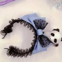 黑色网纱蝴蝶结发箍，手工制作的可爱头饰，适合万圣节派对、拍照和各种场合。 - 紫羅蘭 - 查看 6