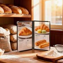 1本A4尺寸透明活页皮革收纳册，菜单展示册，透明PVC活页食谱册，餐厅菜单架，餐厅收银机支架，餐厅菜单，厨房收纳，厨房配件，餐厅菜单展示夹 - 彩色 - 查看 4