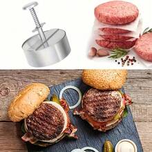 SOKANY Khuôn làm bánh hamburger cỡ lớn 11cm, khuôn ép bánh hamburger có thể điều chỉnh, làm bằng thép không gỉ 304 chống dính, thích hợp cho thịt bò, bánh hamburger và các món nướng, làm bánh hamburger tại nhà, dụng cụ nhà bếp lý tưởng. - Xem 10