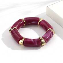 1 chiếc vòng tay co giãn dạng ống cong bằng acrylic thời trang phong cách Bohemian, phù hợp cho nữ giới đeo hàng ngày và trong các dịp lễ hội, quà tặng trang sức. - hình học - Xem 13