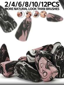 Rocket Head Makeup Sponge Set, Black, Pink, Black & White, Multi-Color, Dual-Use Dry & Wet, Suitable For Liquid Foundation And Loose Powder Makeup Beauty Tools - Multicolor - View 2