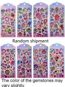 1 张 3D 水晶贴纸、泡泡膜钻石宝石贴纸、宝石钻石贴纸、彩色钻石饰品、公主激光贴纸和仙女魔法棒贴纸（1 张 - 随机发货） - 彩色 - 查看 11