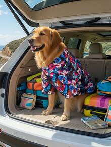 夏季狗狗休闲衬衫 - 透气轻便的狗狗夏季服装，适合小型、中型和大型犬，全印花狗狗服装 - 彩色 - 查看 5