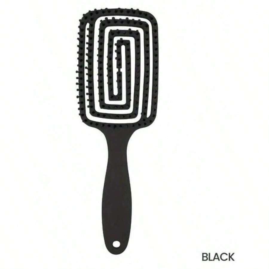 Breathable And Smooth Hair Brush, Suitable For Wet/Dry/Curly/Thick/Long/Damaged Hair. Available In Black, Pink, And Purple. - 黑色 - 查看 1