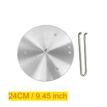 1 pieza Placa de conversión de cocina de inducción de seis agujeros, difusor de calor de acero inoxidable, placa adaptadora de cocina de inducción, convertidor de gas, bandeja para hornear, con estante de asa de transporte, adecuado para cocina y restaurante. - Plateado - Ver 5