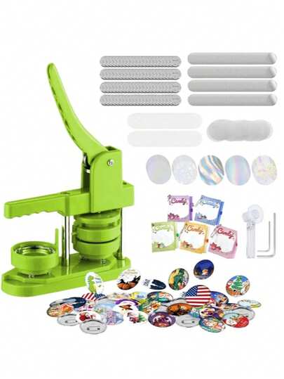 Máquina para hacer botones, 100 juegos, insignias DIY, máquina para prensar botones, ideal para regalos familiares, 58 mm / 2,28 pulgadas.